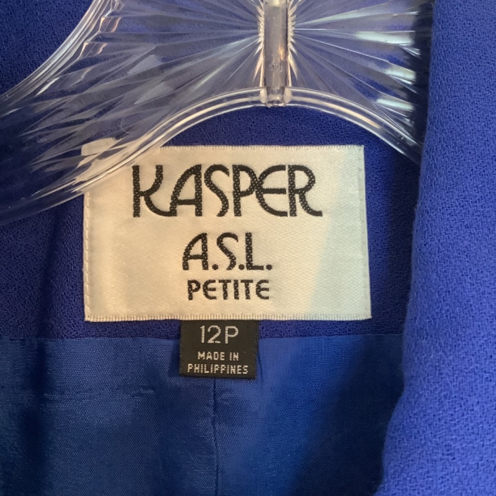 Kasper A.S.L Petite Lined  Blazer Royal Blue Size 12P - Picture 3 of 6